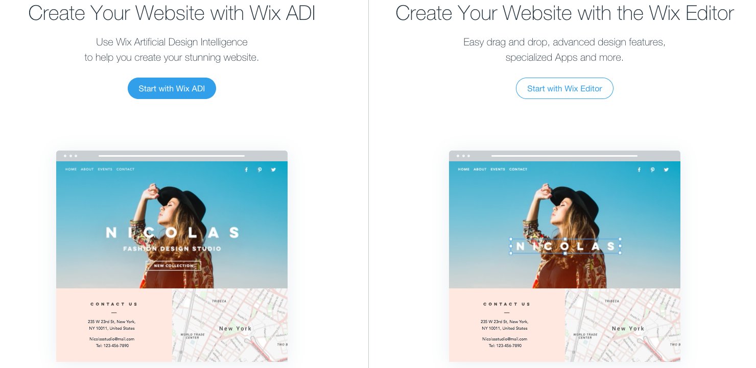 Wix Artificial Design Intelligence (ADI)